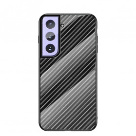 Hülle Samsung Galaxy S21 5G gehärtetes Glas Kohlefaser