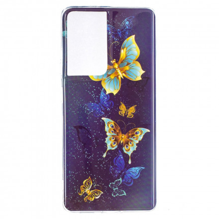 Samsung Galaxy S21 Ultra 5G Serie Schmetterlinge Fluoreszierendes Cover