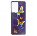 Samsung Galaxy S21 Ultra 5G Serie Schmetterlinge Fluoreszierendes Cover