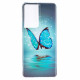 Samsung Galaxy S21 Ultra 5G Schmetterling Cover Blau Fluoreszierend