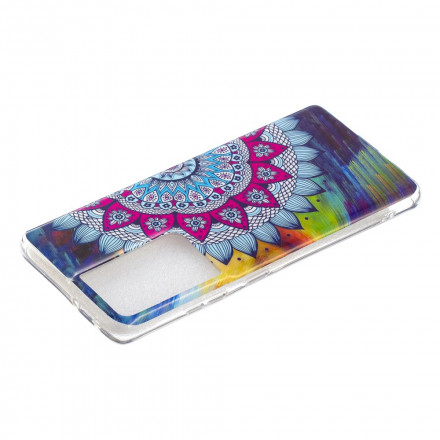 Samsung Galaxy S21 Ultra 5G Mandala Farbig Fluoreszierend Cover