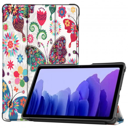 Smart Case Samsung Galaxy Tab A7 (2020) Verstärkt Schmetterlinge und Blumen