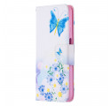 Hülle Samsung Galaxy A32 5G Gemalte Schmetterlinge und Blumen