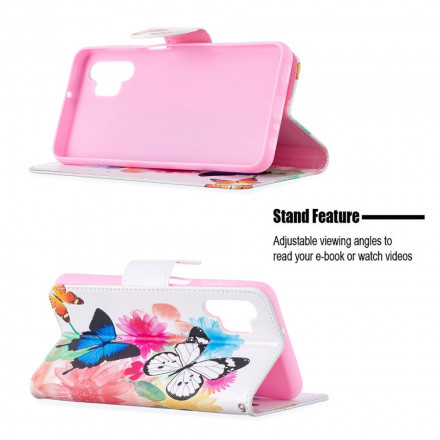 Hülle Samsung Galaxy A32 5G Gemalte Schmetterlinge und Blumen