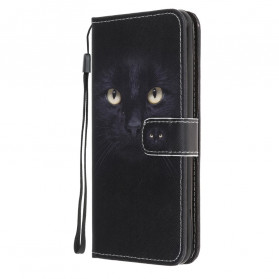Samsung Galaxy A32 5G Katzenaugen Tasche Schwarz mit Lanyard