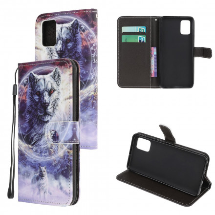 Samsung Galaxy A32 5G Winter Wolf Tasche mit Lanyard