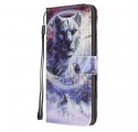 Samsung Galaxy A32 5G Winter Wolf Tasche mit Lanyard