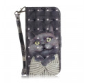 Samsung Galaxy A32 5G Katze Grau Tasche mit Riemen