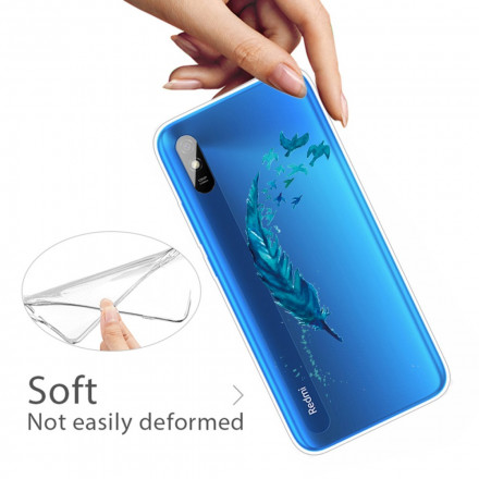 Xiaomi Redmi 9A Cover Schöne Feder Blau