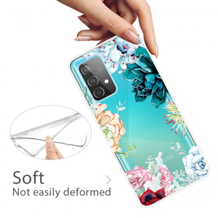Samsung Galaxy A32 5G Cover Transparent Aquarell Blumen