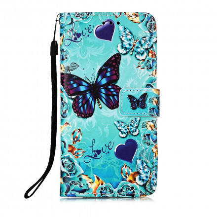 Xiaomi Redmi 9A Love Butterflies Tasche mit Riemen