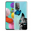 Samsung Galaxy A32 5G Cover Katze und Schmetterling