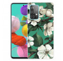 Samsung Galaxy A32 5G Cover Weiße Blumen Bemalt