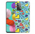 Samsung Galaxy A52 5G Cover Mehrfarbige Herzen