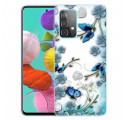 Samsung Galaxy A52 5G Cover Transparent Retro Schmetterlinge und Blumen