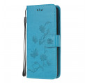 Samsung Galaxy A32 5G Schmetterlinge und Blumen Riemen Tasche