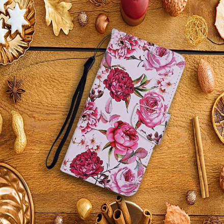 Samsung Galaxy A52 5G Magistrale Blumen Tasche mit Lanyard