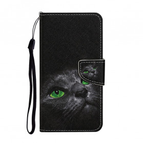 Samsung Galaxy A52 5G Grünäugige Katze Tasche mit Lanyard