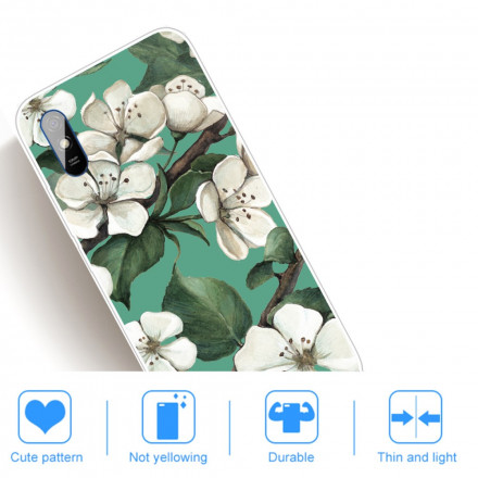 Xiaomi Redmi 9A Cover Weiße Blumen Bemalt