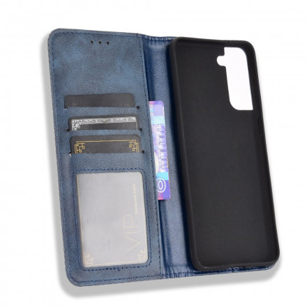 Flip Cover Samsung Galaxy S21 Plus 5G Vintage-Leder-Effekt Stilisiert