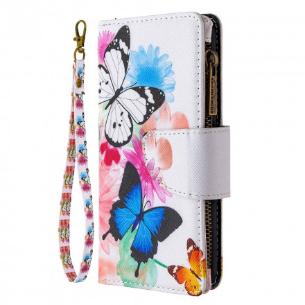 Xiaomi Redmi Note 8T Tasche mit Reißverschluss Schmetterlinge