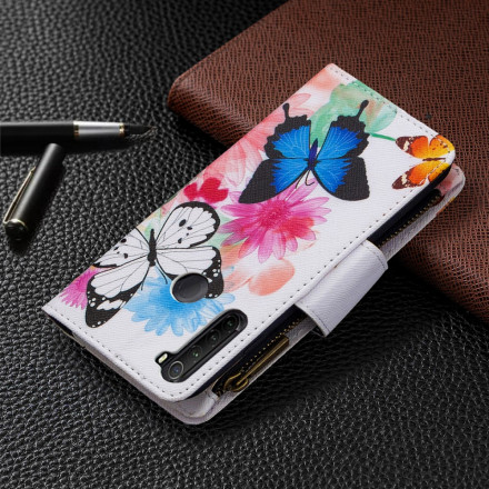 Xiaomi Redmi Note 8T Tasche mit Reißverschluss Schmetterlinge