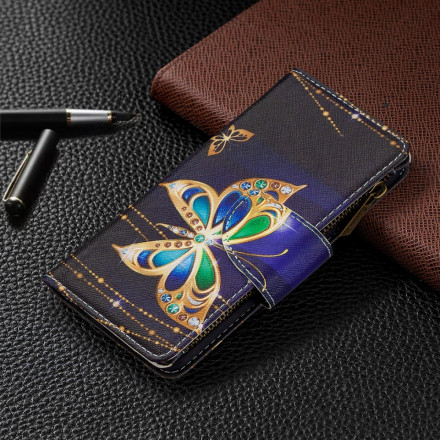 Xiaomi Redmi Note 8T Tasche mit Reißverschluss Schmetterling Gold