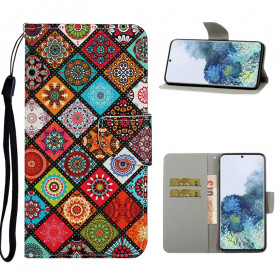 Samsung Galaxy S21 Ultra 5G Patchwork Mandalas Tasche mit Lanyard