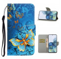 Samsung Galaxy S21 Ultra 5G Tasche Variationen Schmetterlinge mit Riemen