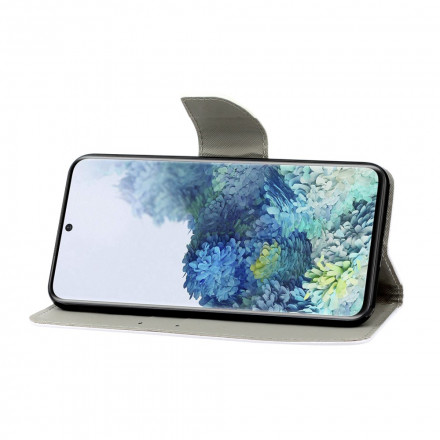 Hülle Samsung Galaxy S21 Ultra 5G Variationen Schmetterlinge mit Riemen