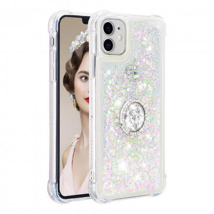 iPhone 11 Glitter Cover mit Diamant-Stützring