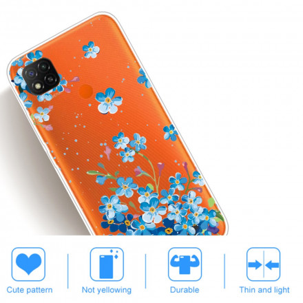 Xiaomi Redmi 9C Cover Blauer Blumenstrauß