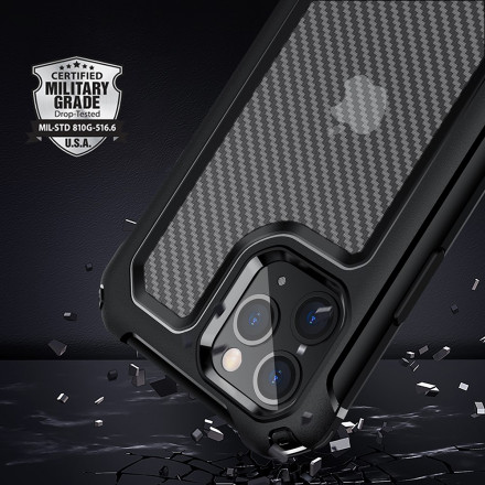 iPhone 11 Pro Max Hülle Transparent Kohlefaser Textur