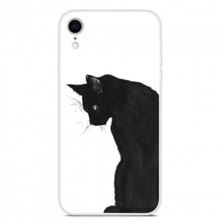 iPhone XR Cover Schwarze Katze Nachdenklich
