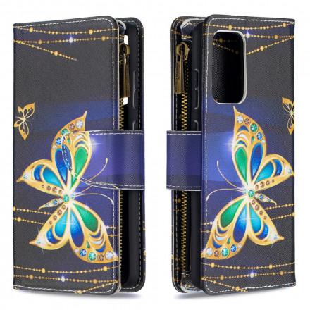 Hülle Samsung Galaxy A52 4G / A52 5G Reißverschlusstasche Schmetterlinge