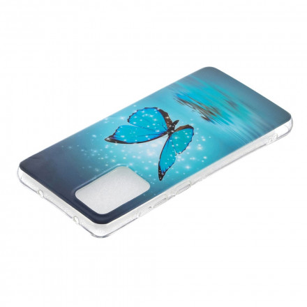 Samsung Galaxy A52 4G / A52 5G Schmetterling Cover Fluoreszierend Blau