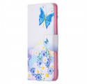 Hülle Samsung Galaxy A72 4G / A72 5G Gemalte Schmetterlinge und Blumen