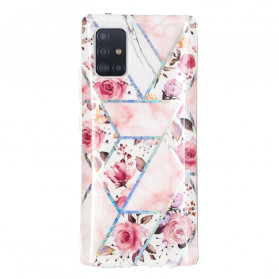 Samsung Galaxy A71 5G Marmor Blumen Cover