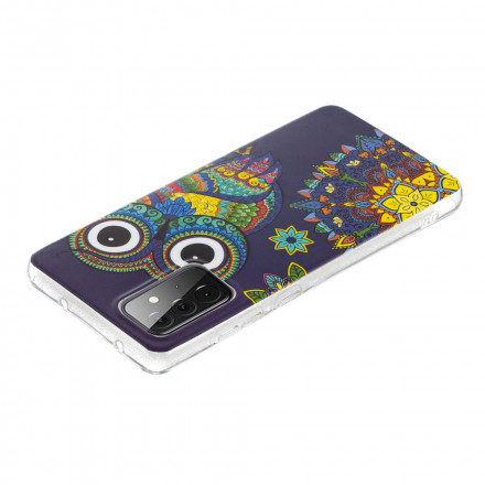 Samsung Galaxy A72 4G / A72 5G Cover Eule Mandala Fluoreszierend