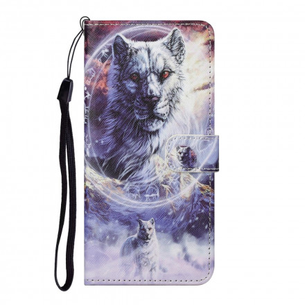 Samsung Galaxy A32 4G Winter Wolf Tasche mit Lanyard