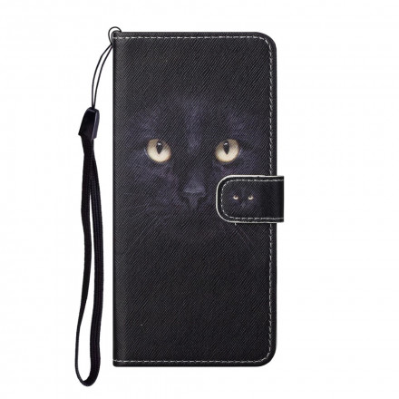 Samsung Galaxy A32 4G Katzenaugen Tasche Schwarz mit Lanyard