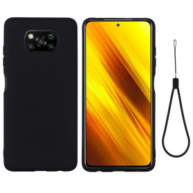 Poco X3 Designhülle aus Flüssigsilikon mit Lanyard