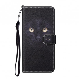 Xiaomi Redmi Note 10 Pro Katzenaugen Tasche Schwarz mit Lanyard