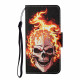 Samsung Galaxy A12 Totenkopf Tasche aus Feuer mit Lanyard