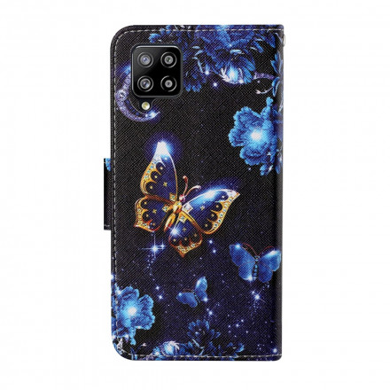 Samsung Galaxy A12 Tasche Wertvolle Schmetterlinge mit Riemen