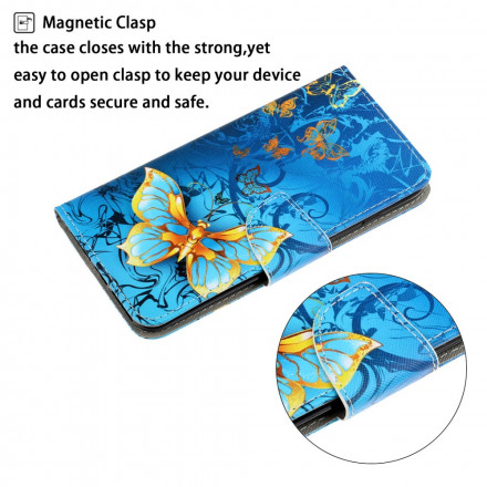 Xiaomi Mi Note 10 / Note 10 Pro Tasche Variationen Schmetterlinge mit Riemen