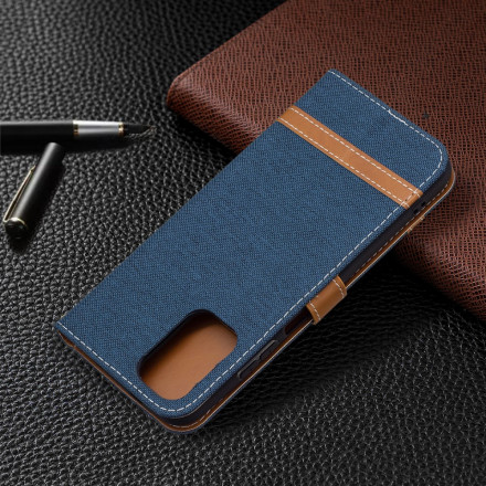 Xiaomi Redmi Note 10 / Note 10s Tasche Stoff und Lederoptik mit Riemen