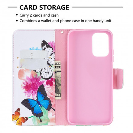 Xiaomi Redmi Note 10 / Note 10s Hülle Gemalte Schmetterlinge und Blumen