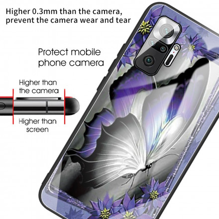 Xiaomi Redmi Note 10 Pro Panzerglas Hülle Schmetterling Violett