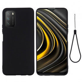 Poco M3 Liquides Silikon Cover Mit Lanyard